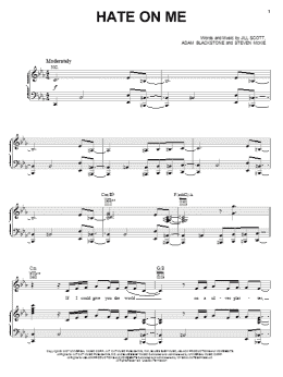 page one of Hate On Me (Piano, Vocal & Guitar Chords (Right-Hand Melody))