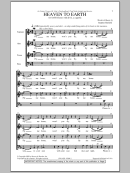 page one of Heaven To Earth (SATB Choir)