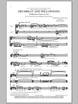 page one of Drumbeat And Willowsong (Pukjantan Yangryu Ga) (2-Part Choir)