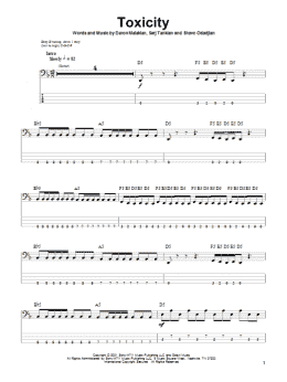 page one of Toxicity (Bass Guitar Tab)