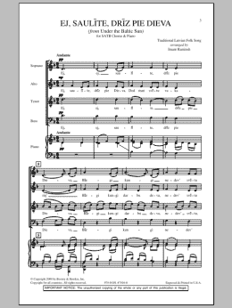 page one of Ej, Saulite, Driz Pie Dieva (SATB Choir)
