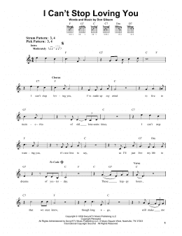 page one of I Can't Stop Loving You (Easy Guitar)