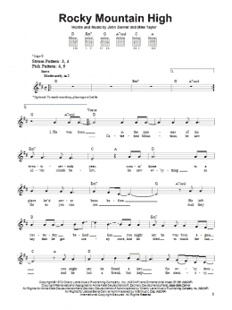 page one of Rocky Mountain High (Easy Guitar)