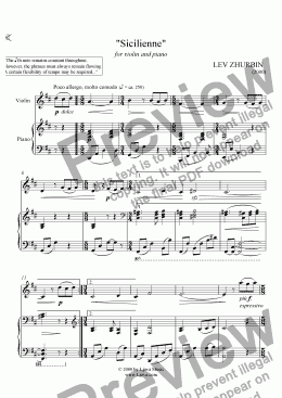 page one of Sicilienne for violin and piano