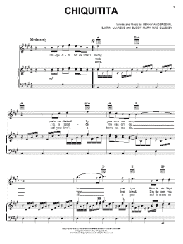 page one of Chiquitita (Piano, Vocal & Guitar Chords (Right-Hand Melody))