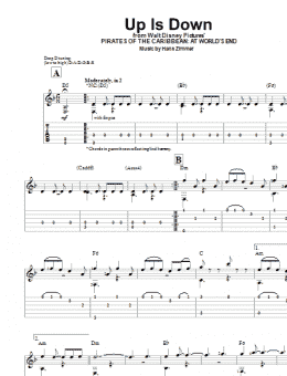 page one of Up Is Down (from Pirates Of The Caribbean: At World's End) (Easy Guitar Tab)