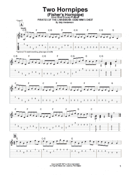 page one of Two Hornpipes (Fisher's Hornpipe) (Easy Guitar Tab)