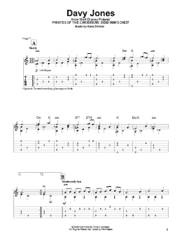 page one of Davy Jones (from Pirates Of The Caribbean: Dead Man's Chest) (Easy Guitar Tab)