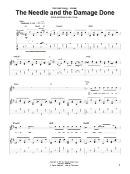 page one of The Needle And The Damage Done (Guitar Tab)