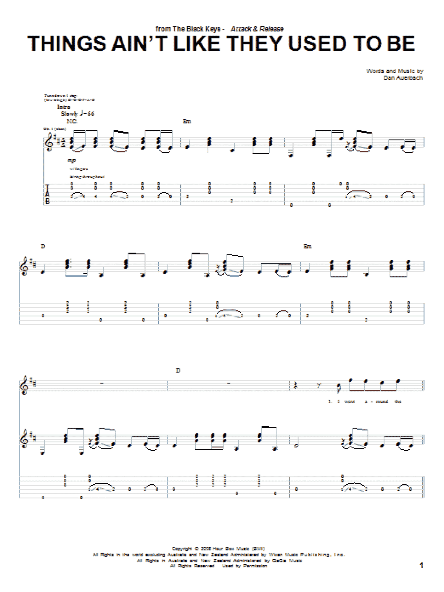 Things Ain't Like They Used To Be (Guitar Tab)