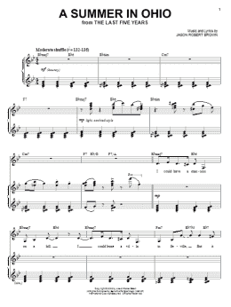 page one of A Summer In Ohio (from The Last 5 Years) (Piano & Vocal)