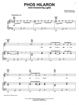 page one of Phos Hilaron (Hail Gladdening Light) (Piano, Vocal & Guitar Chords (Right-Hand Melody))