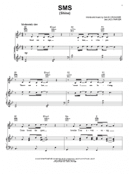 page one of SMS (Shine) (Piano, Vocal & Guitar Chords (Right-Hand Melody))