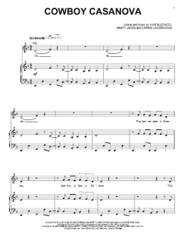 page one of Cowboy Casanova (Piano, Vocal & Guitar Chords (Right-Hand Melody))