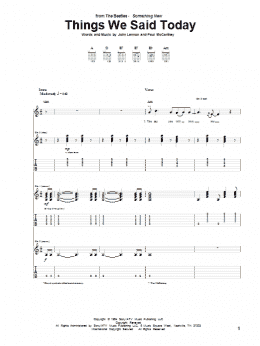 page one of Things We Said Today (Guitar Tab)