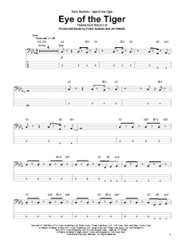 page one of Eye Of The Tiger (Bass Guitar Tab)