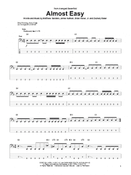 page one of Almost Easy (Bass Guitar Tab)