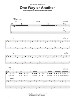 page one of One Way Or Another (Bass Guitar Tab)
