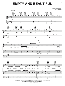 page one of Empty And Beautiful (Piano, Vocal & Guitar Chords (Right-Hand Melody))