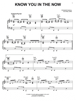 page one of Know You In The Now (Piano, Vocal & Guitar Chords (Right-Hand Melody))