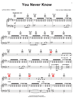 page one of You Never Know (Piano, Vocal & Guitar Chords (Right-Hand Melody))