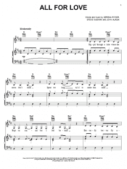 page one of All For Love (Piano, Vocal & Guitar Chords (Right-Hand Melody))
