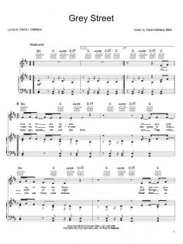 page one of Grey Street (Piano, Vocal & Guitar Chords (Right-Hand Melody))