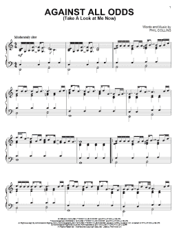 page one of Against All Odds (Take A Look At Me Now) (Piano Solo)