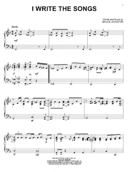 page one of I Write The Songs (Piano Solo)