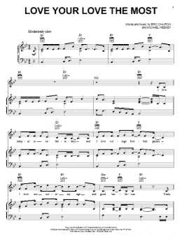 page one of Love Your Love The Most (Piano, Vocal & Guitar Chords (Right-Hand Melody))