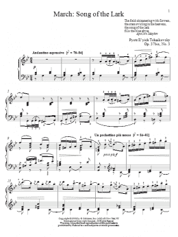 page one of March: Song Of The Lark (Piano Solo)
