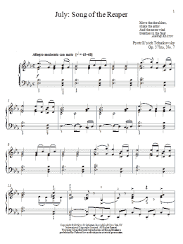 page one of July: Song Of The Reaper (Piano Solo)