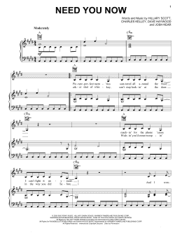 page one of Need You Now (Piano, Vocal & Guitar Chords (Right-Hand Melody))