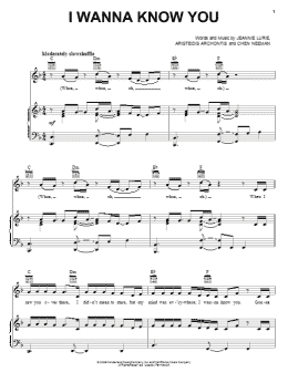 page one of I Wanna Know You (Piano, Vocal & Guitar Chords (Right-Hand Melody))