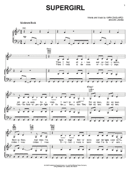 page one of Supergirl (Piano, Vocal & Guitar Chords (Right-Hand Melody))