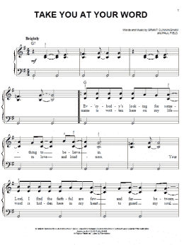 page one of Take You At Your Word (Easy Piano)