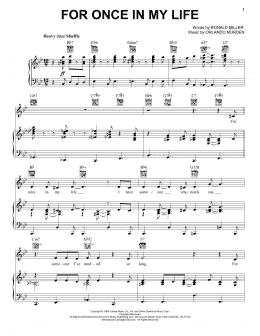 page one of For Once In My Life (Piano, Vocal & Guitar Chords (Right-Hand Melody))