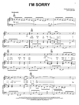 page one of I'm Sorry (Piano, Vocal & Guitar Chords (Right-Hand Melody))