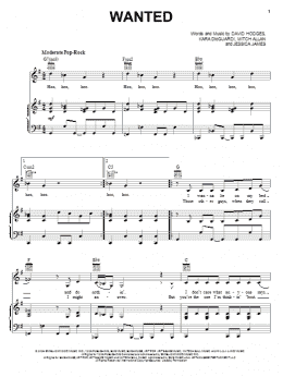 page one of Wanted (Piano, Vocal & Guitar Chords (Right-Hand Melody))
