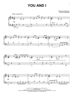 page one of You And I (Piano Solo)