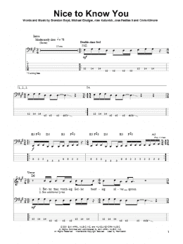 page one of Nice To Know You (Bass Guitar Tab)