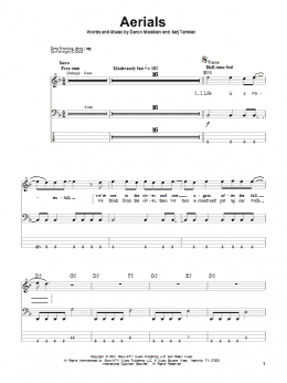 page one of Aerials (Bass Guitar Tab)