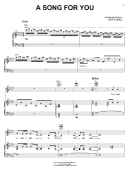 page one of A Song For You (Piano, Vocal & Guitar Chords (Right-Hand Melody))