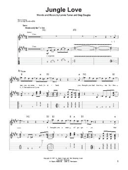 page one of Jungle Love (Guitar Tab (Single Guitar))