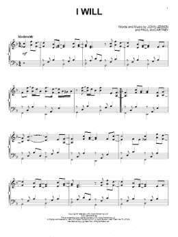 page one of I Will (Piano Solo)