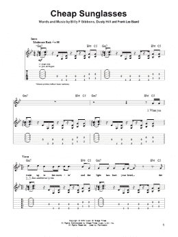 page one of Cheap Sunglasses (Guitar Tab (Single Guitar))