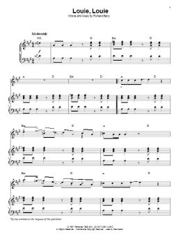 page one of Louie, Louie (Piano & Vocal)