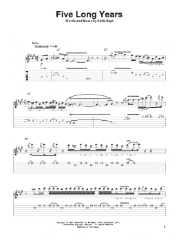 page one of Five Long Years (Guitar Tab (Single Guitar))