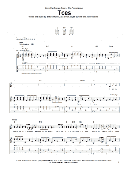 page one of Toes (Guitar Tab)