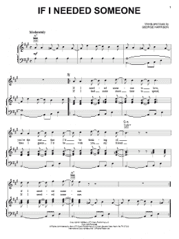 page one of If I Needed Someone (Piano, Vocal & Guitar Chords (Right-Hand Melody))